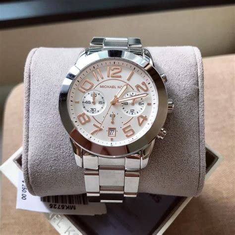 michael kors mercer chronograph silver dial ladies watch mk5725